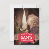 Kiddie FIrst Rodeo Rood/Bruine Western Foto Bedankkaart (Voorkant)