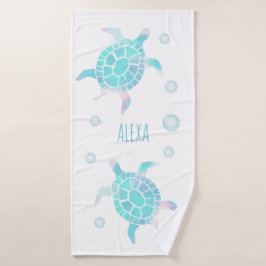 Kiddie Schildpad Onder De Zee Waterverf Bad Handdoek