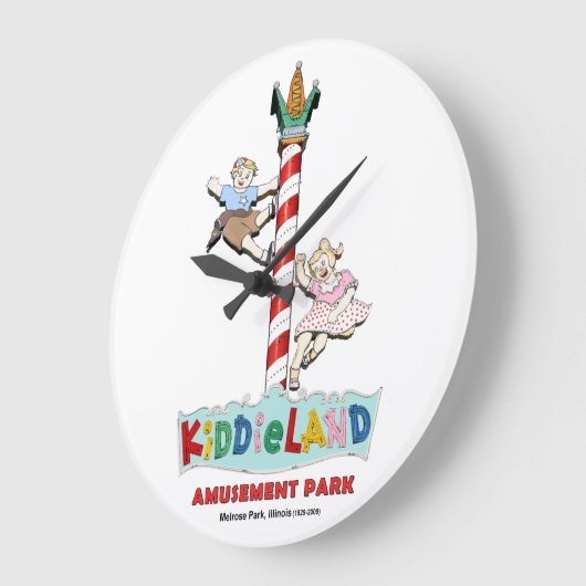 Kiddieland Melrose Park, IL, Pole Sign Grote Klok (Hoek)