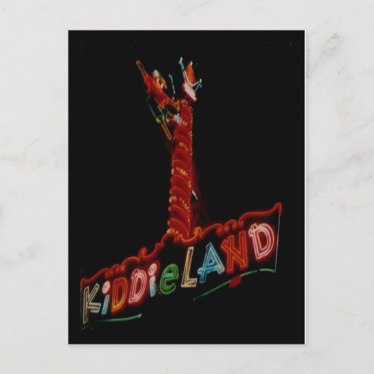 Kiddieland Melrose Pk.  Neon Sign Post Card Briefkaart (Voorkant)