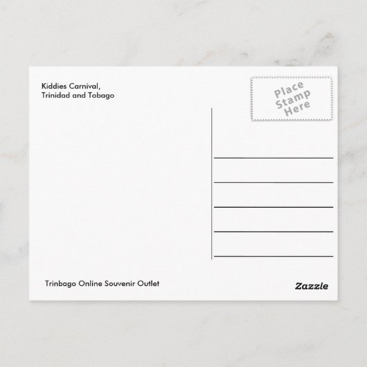 Kiddies Carnival, Trinidad en Tobago Briefkaart (Achterkant)