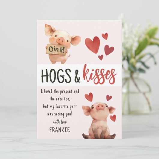 Kiddos Varkens & Kusjes | Verjaardags Dankkaartjes Feestdagenkaart (Staand voorkant)