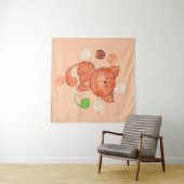 Kiddy rode speelgoedkat naadloos patroon wandkleed (In Situ (horizontaal))