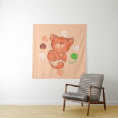 Kiddy rode speelgoedkat naadloos patroon wandkleed (In situ)