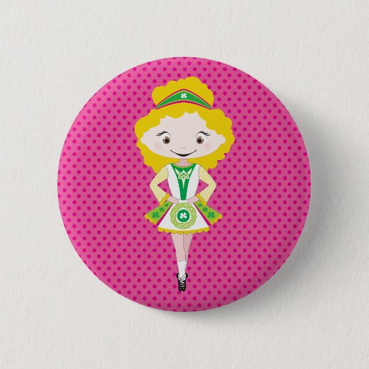 KIDLETS :: Ierse danser blond Ronde Button 5,7 Cm (Voorkant)