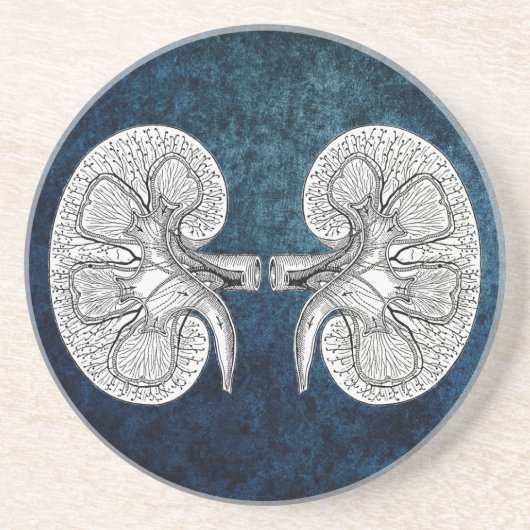 KIDNEY 2 TEKENEN ZANDSTEEN ONDERZETTER (Voorkant)