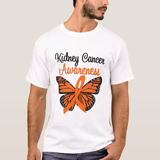 Kidney Cancer Awareness Butterfly Ribbon T-shirt (Voorkant)