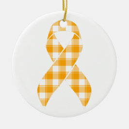 Kidney Cancer Awareness Plaid Orange Ribbon Keramisch Ornament