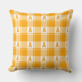 Kidney Cancer Awareness Plaid Orange Ribbon Kussen