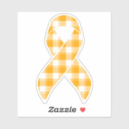 Kidney Cancer Awareness Plaid Orange Ribbon Sticker