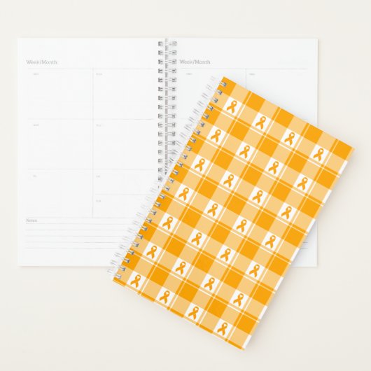 Kidney Cancer Awareness Plaid Planner, Orange Planner (Display)