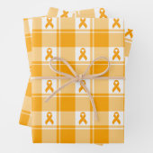 Kidney Cancer Awareness Plaid Wrapping Paper (In situ)