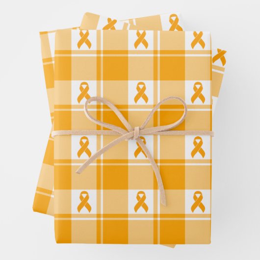 Kidney Cancer Awareness Plaid Wrapping Paper (In situ)