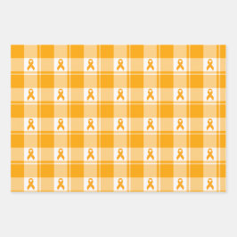 Kidney Cancer Awareness Plaid Wrapping Paper
