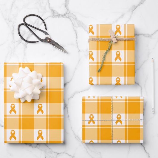 Kidney Cancer Awareness Plaid Wrapping Paper (Voorkant)