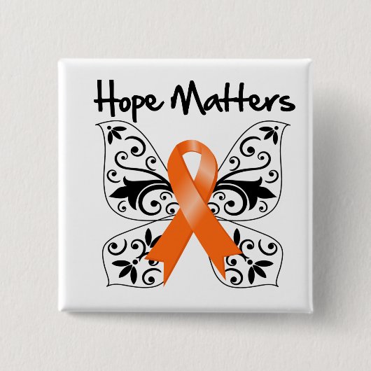 Kidney Cancer Hope Matters (Oranje lint) Vierkante Button 5,1 Cm (Voorkant)