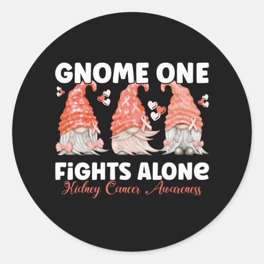 Kidney Cancer Oranje Ribbon Gnome Ronde Sticker (Voorkant)