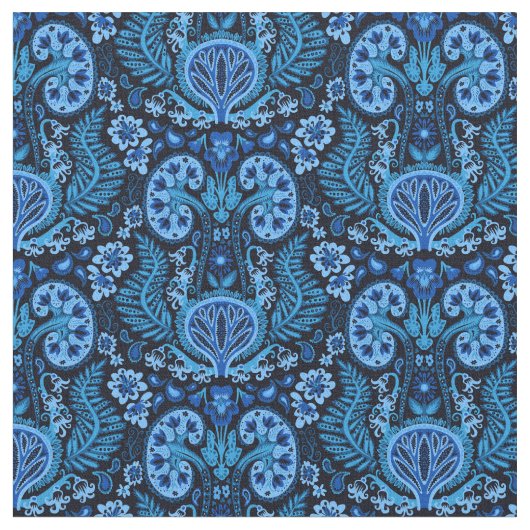 Kidney Damask in Navy Blue Stof (Close Up)