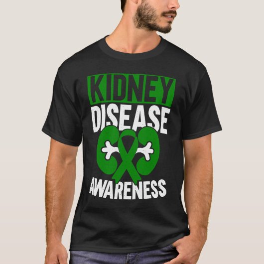 Kidney Disease Awareness PKD Fighter Teal Ribbon S T-shirt (Voorkant)