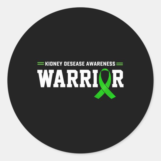 Kidney Disease Awareness Warrior Support Month GRE Ronde Sticker (Voorkant)