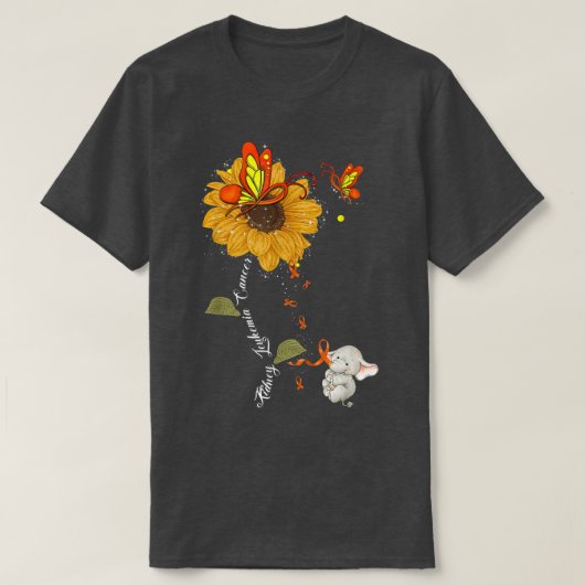Kidney Leukemia Cancer Awareness Sunflower Elephan T-shirt (Design voorkant)