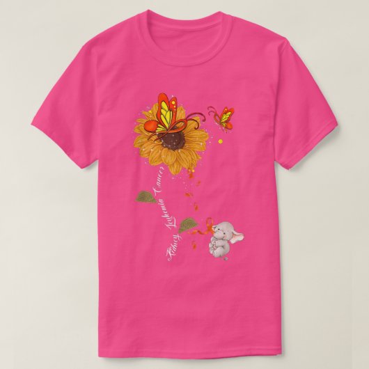 Kidney Leukemia Cancer Awareness Sunflower Elephan T-shirt (Design voorkant)