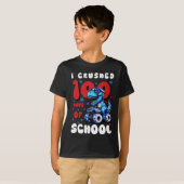 Kids 100 Days of School Dinosaur Monster Truck T-shirt (Voorkant volledig)