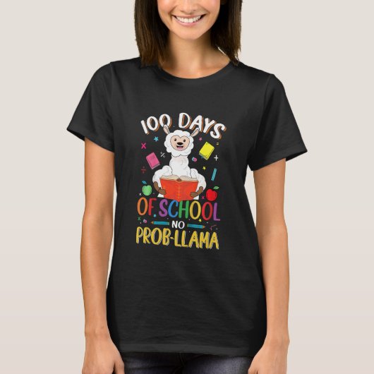 Kids 100 Days Of School No Prob-llama Llama Teache T-shirt (Voorkant)