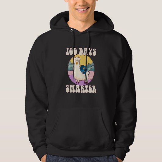 Kids 100 days smarter, Cute llama Happy 100th Day Hoodie (Voorkant)