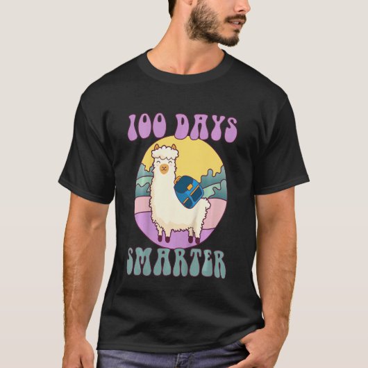 Kids 100 days smarter, Cute llama Happy 100th Day T-shirt (Voorkant)