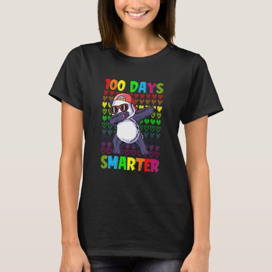 Kids 100 Days Smarter Hearts Dabbing Panda 100th D T-shirt (Voorkant)
