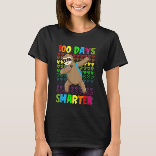 Kids 100 Days Smarter Hearts Dabbing Sloth 100th D T-shirt (Voorkant)