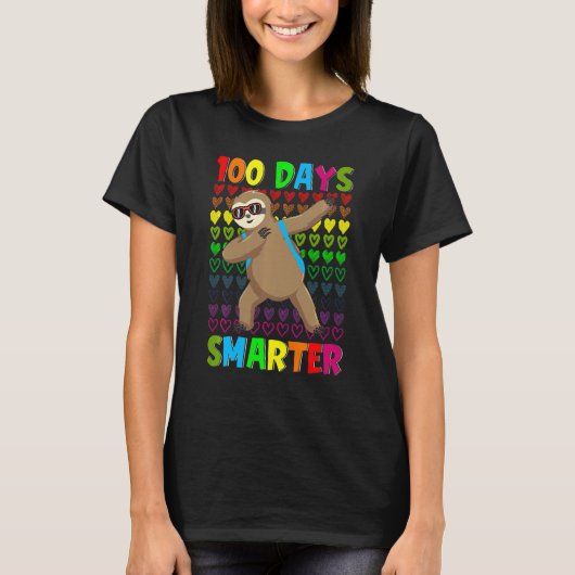 Kids 100 Days Smarter Hearts Dabbing Sloth 100th D T-shirt (Voorkant)