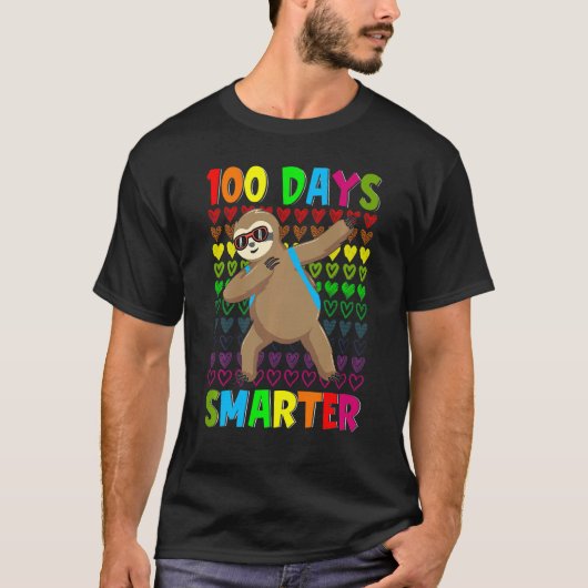 Kids 100 Days Smarter Hearts Dabbing Sloth 100th D T-shirt (Voorkant)