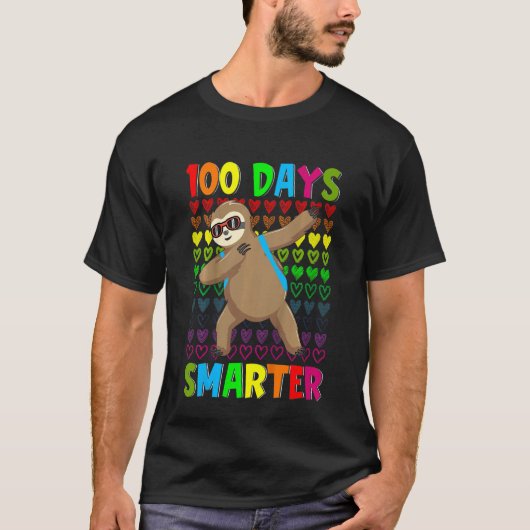 Kids 100 Days Smarter Hearts Dabbing Sloth 100th D T-shirt (Voorkant)