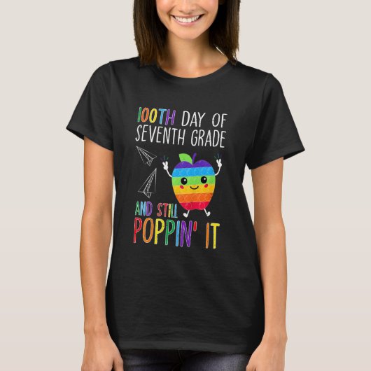 Kids 100th Day Of Seventh Grade And Still Poppin I T-shirt (Voorkant)