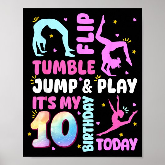 Kids 10 Year Old Bday Gymnast 10th Gymnastics Birt Poster (Voorkant)