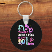 Kids 10 Year Old Bday Gymnast 10th Gymnastics Birt Sleutelhanger (Voorkant)