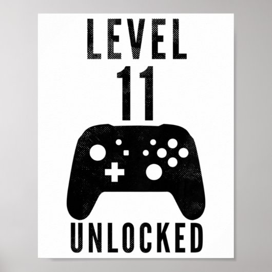 Kids 11 Year Old Birthday Gamer Level 11 Unlocked  Poster (Voorkant)