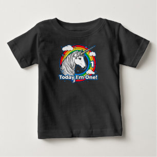 Kid's 1st Birthday Unicorn Rainbow Today I'm One