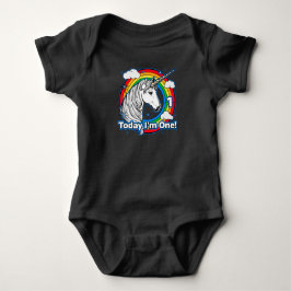 Kid's 1st Birthday Unicorn Rainbow Today I'm One Romper