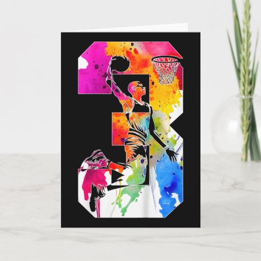 Kids 3 Years Number 3 Sketll 3rd Birthday  Kaart (Voorkant)