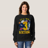 Kids 3 Years Old Astronaut Outer Space 3rd Birthda Trui (Voorkant volledig)