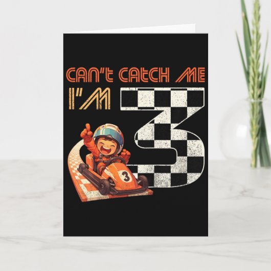 Kids 3rd Birthday Race Car Can't Catch Me I'm 3 Th Kaart (Voorkant)