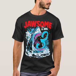 Kids 3rd Birthday Shark 3  Jawsome Three Year Old  T-shirt