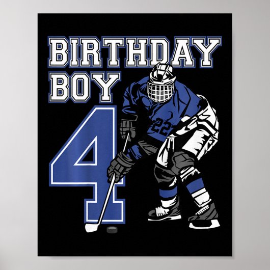Kids 4 Year Old Ice Hockey Themed Birthday Party 4 Poster (Voorkant)