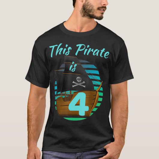 Kids 4 Year Old Pirate Birthday Shirt Boy This Pir (Voorkant)
