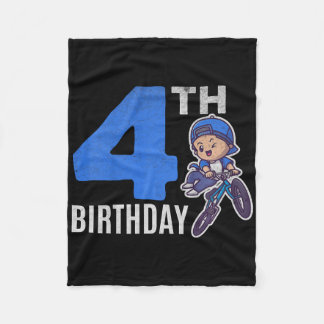 Kids 4 Years Old Bmx Bicycle Boys Cyclist 4th Birt Fleece Deken