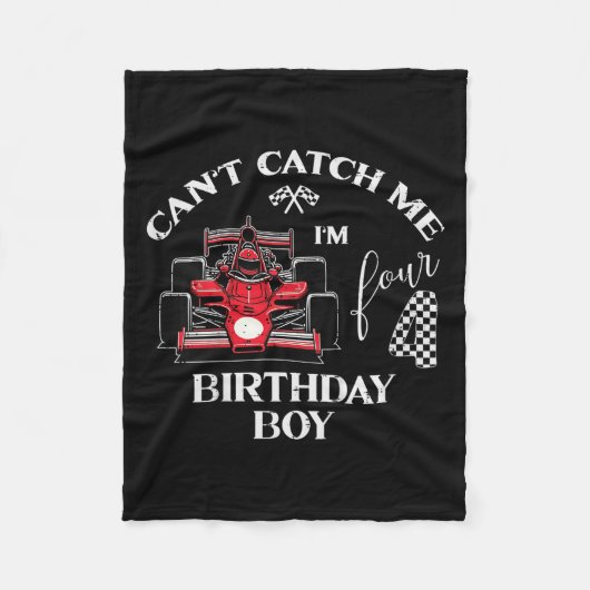 Kids 4th Birthday Race Car Bday Boy Cant Catch Me Fleece Deken (Voorkant)