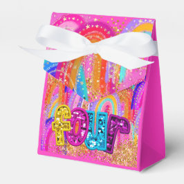 Kids 4th Birthday Rainbow Glitter Favor Boxes Bedankdoosjes